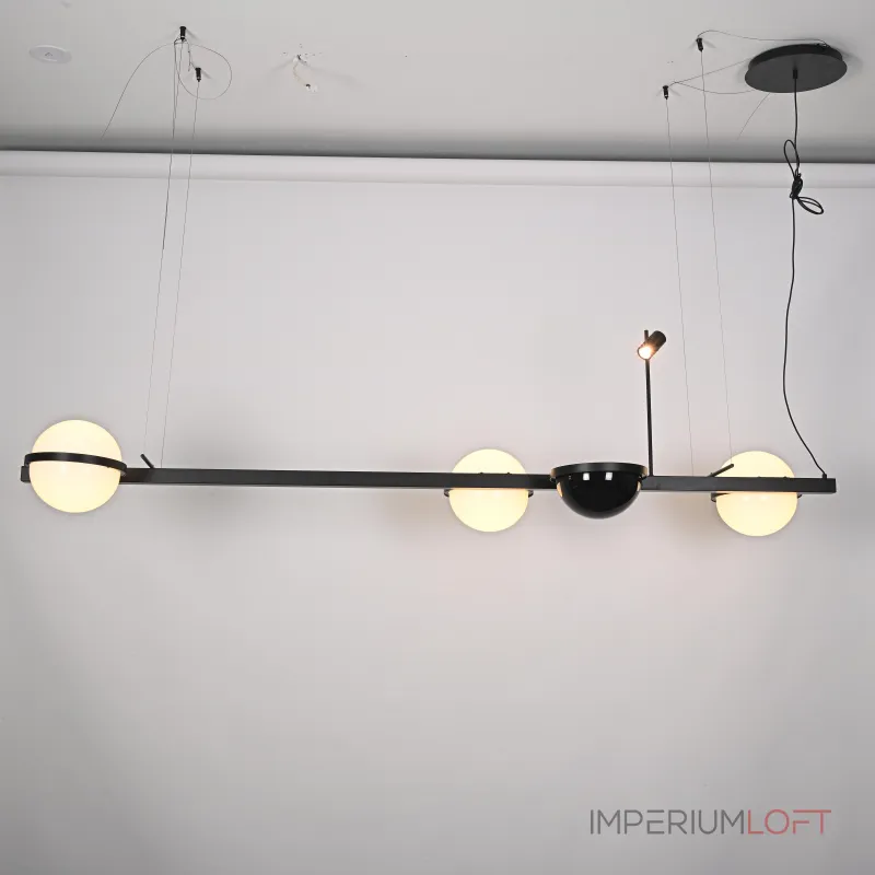 Реечный подвесной светильник PALMA Wall lamp 3 шара + 1 вазон горизонтальная от ImperiumLoft