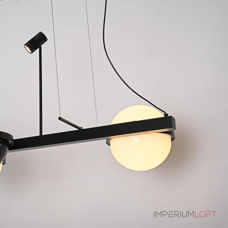 Реечный подвесной светильник PALMA Wall lamp 3 шара + 1 вазон горизонтальная от ImperiumLoft