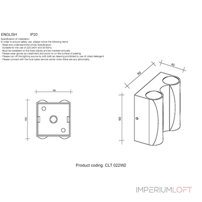 Бра Crystal Lux CLT 022W2 BL 4000K
