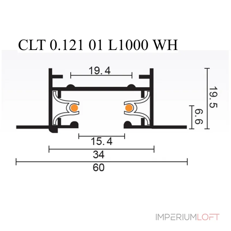 Шинопровод встраиваемый однофазный с питанием и заглушкой Crystal Lux CLT 0.121 01 L1000 WH от ImperiumLoft