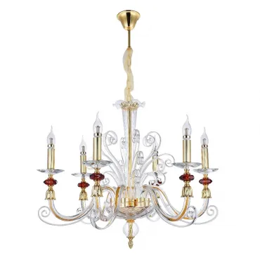 Подвесная люстра Crystal Lux CATARINA SP6 V2 GOLD/TRANSPARENT-COGNAC