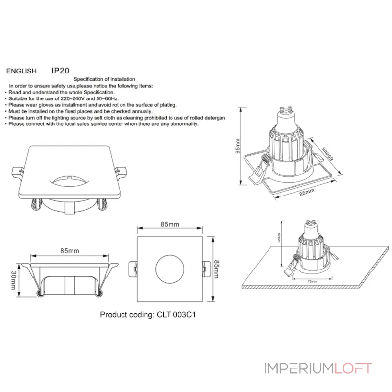 Светильник встроенный Crystal Lux CLT 003C1 BL от ImperiumLoft Светильник встроенный Crystal Lux CLT 003C1 BL от ImperiumLoft