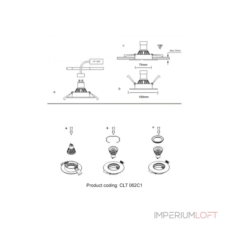 Светильник встраиваемый Crystal Lux CLT 062C1 WH