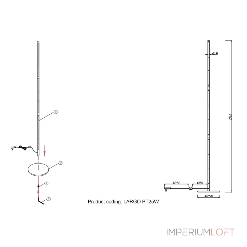 Торшер Crystal Lux LARGO PT25W GOLD от ImperiumLoft