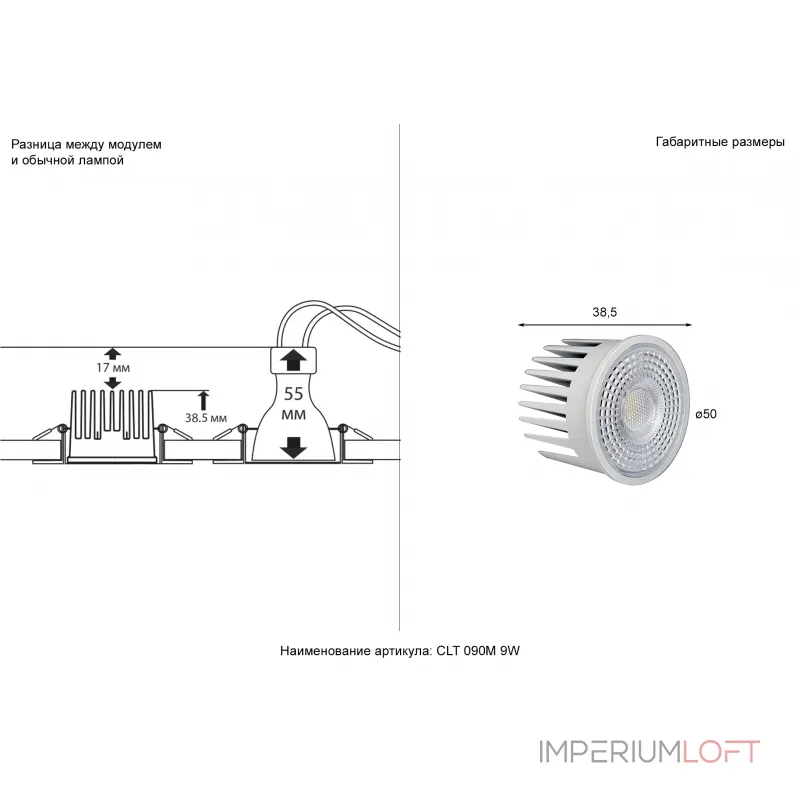 Светодиодный модуль Crystal Lux CLT 090M 9W 3000K WH