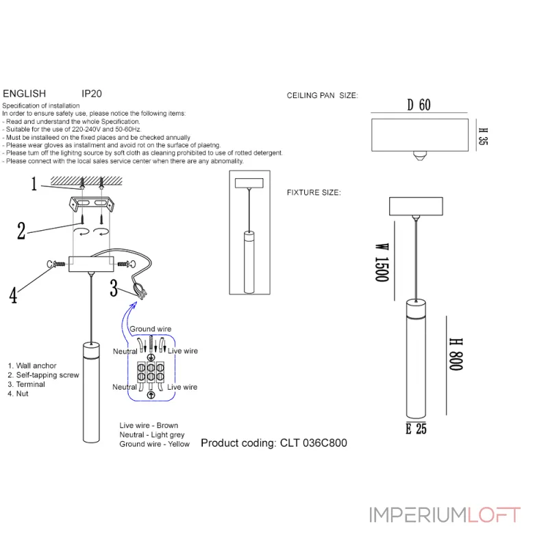 Подвесной светильник Crystal Lux CLT 036C800 GO Подвесной светильник Crystal Lux CLT 036C800 GO