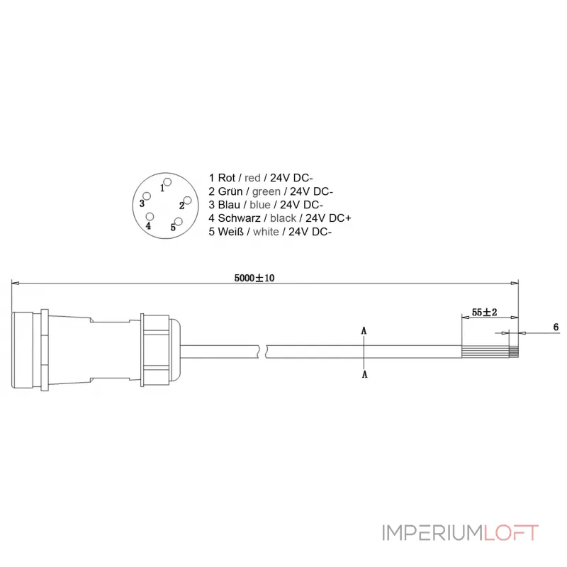 Фидерный кабель Weipu HQ 12/24/48 В, 5-полюсный Deko-Light 940031 от ImperiumLoft Фидерный кабель Weipu HQ 12/24/48 В, 5-полюсный Deko-Light 940031 от ImperiumLoft
