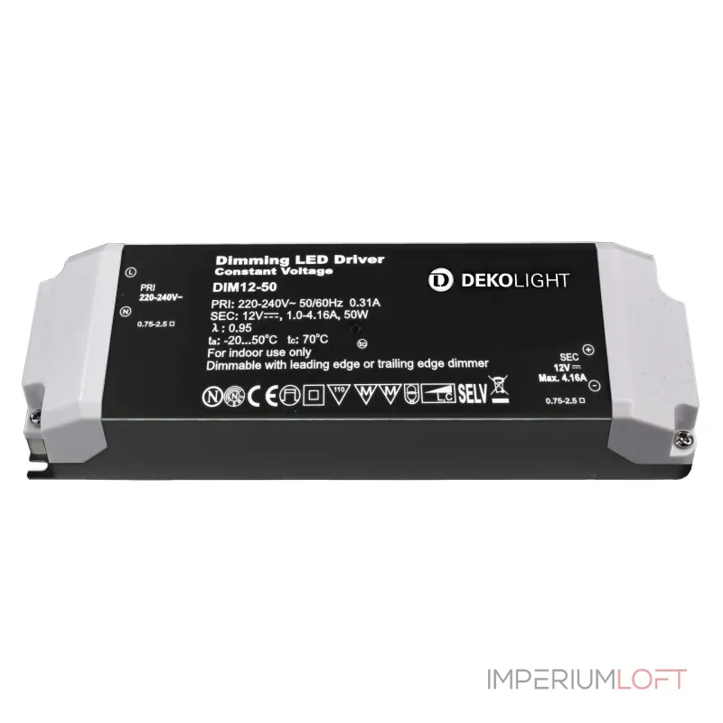 Блок питания для светодиодов BASIC DIM CV 12V 12-50W Deko-Light 862220 от ImperiumLoft