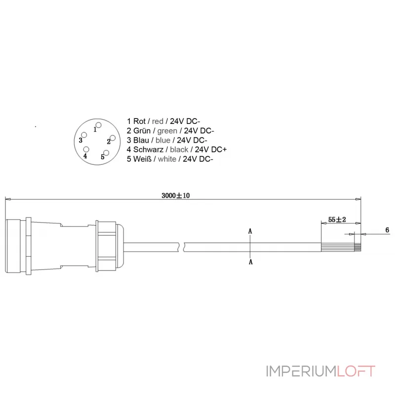 Фидерный кабель Weipu HQ 12/24/48 В, 5-полюсный Deko-Light 940030 от ImperiumLoft