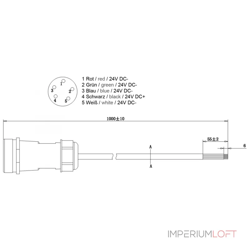 Фидерный кабель Weipu HQ 12/24/48 В, 5-полюсный Deko-Light 940029 от ImperiumLoft Фидерный кабель Weipu HQ 12/24/48 В, 5-полюсный Deko-Light 940029 от ImperiumLoft