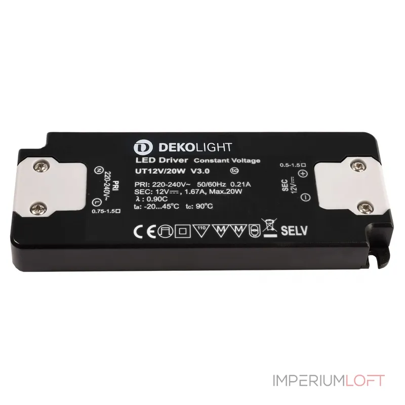 Блок питания для светодиодов FLAT, CV, UT12V/20W Deko-Light 862232 от ImperiumLoft