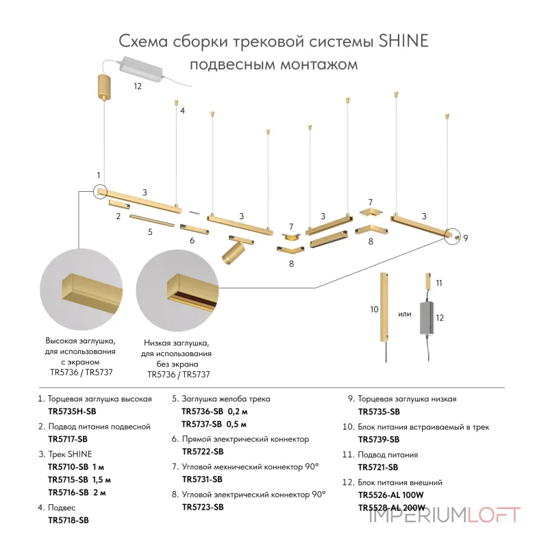 Подвес для трека Denkirs SHINE BASE TR5718-SB от ImperiumLoft