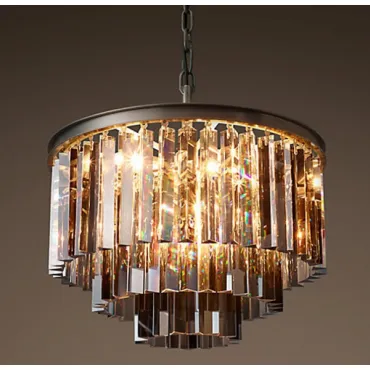 Подвесная люстра RH 1920s Odeon Smoke Glass Fringe Chandelier - 3 rings