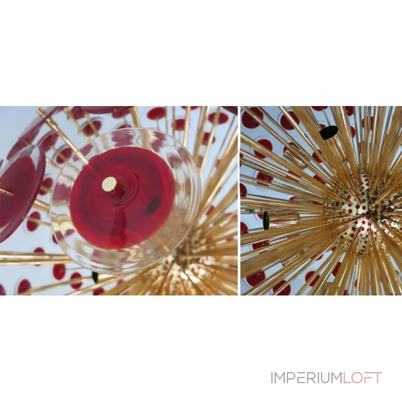 Подвесная люстра Murano Red Disco Glass Sputnik Chandelier Vistosi