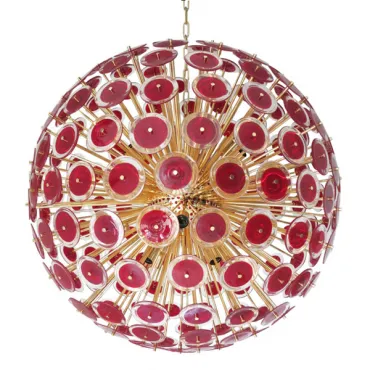 Подвесная люстра Murano Red Disco Glass Sputnik Chandelier Vistosi