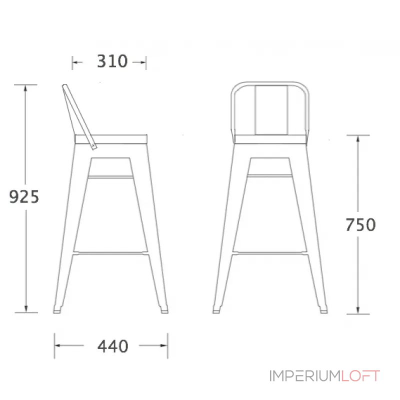 Барный стул Tolix Bar Stool 75 Backed от ImperiumLoft Барный стул Tolix Bar Stool 75 Backed от ImperiumLoft