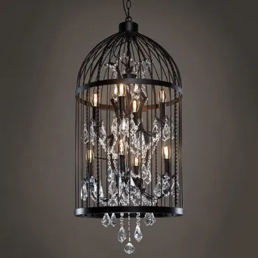 Подвесная люстра Steampunk Birdcage Chandelier 45 black