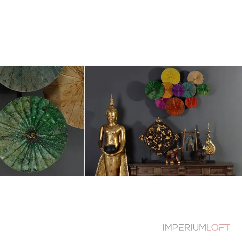 Арт-объект Disc wall art Lotus leaves от ImperiumLoft Арт-объект Disc wall art Lotus leaves от ImperiumLoft