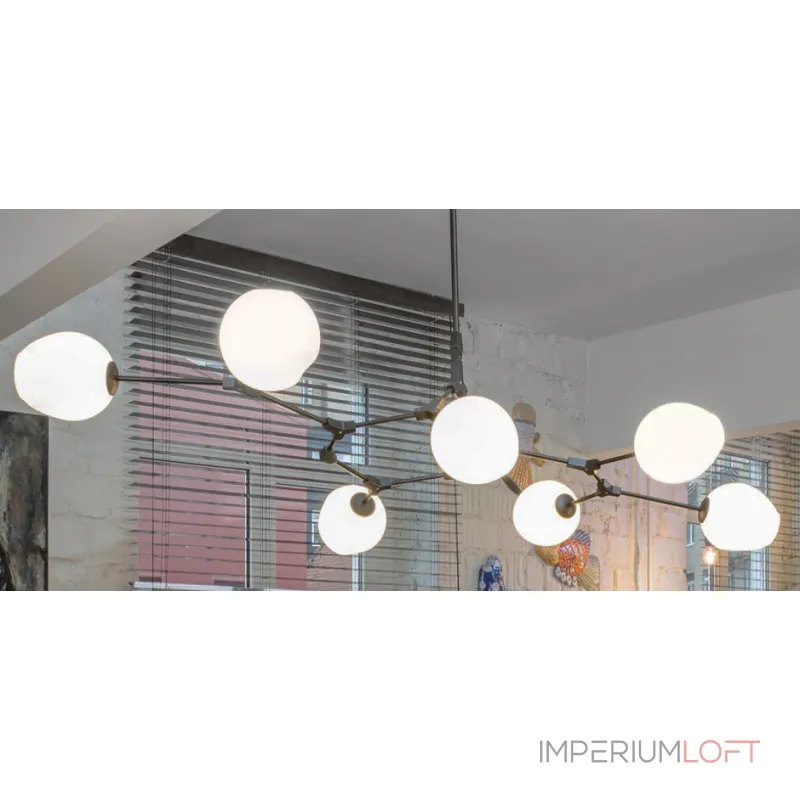 Люстра на штанге Сrumpled Bubble White Glass Люстра на штанге Сrumpled Bubble White Glass