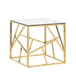 Приставной стол Serene Furnishing Gold Clear Glass Top Side Table от ImperiumLoft