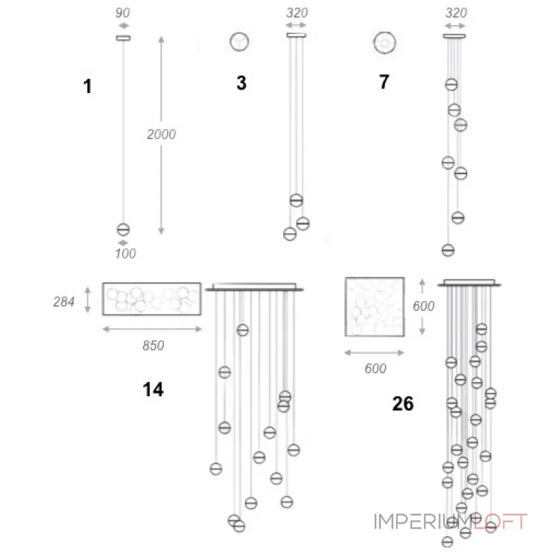 Светильник Bocci 14.1 Single Bubbles Led Crystal Glass 1 Ball от ImperiumLoft