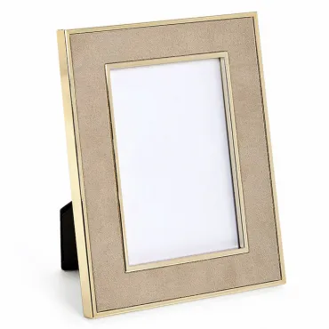 Рама для фото бежевая замша