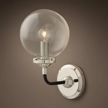 Бра Bistro Globe Clear Glass Single Sconce Nickel