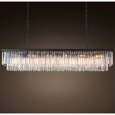 Подвесная люстра RH 1920s Odeon Clear Glass Fringe Grey iron 150