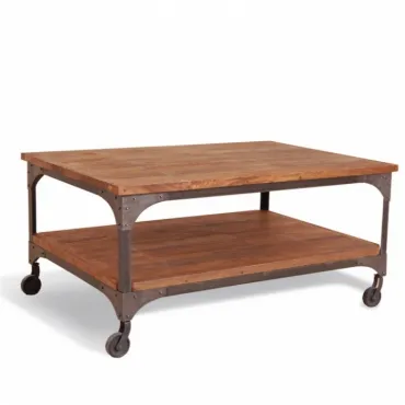 Журнальный стол Industrial Metal Rust Coffee Table on Wheels