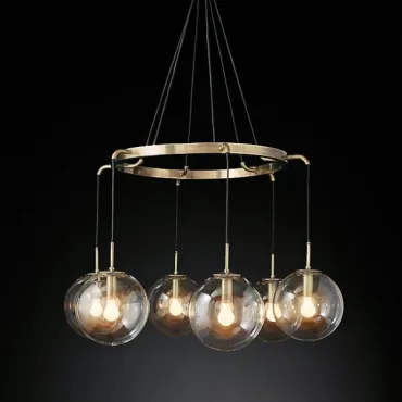 Подвесная люстра RH LANGUEDOC Round Chandelier Antique Brass