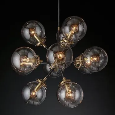 Люстра на штанге RH Bistro Globe Clear Glass Burst Chandelier 12