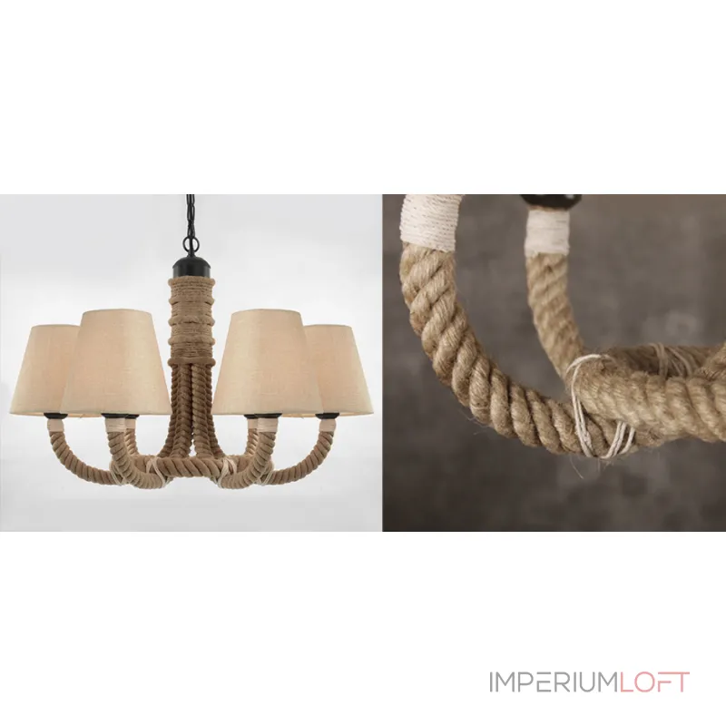 Подвесная люстра Rattan Chandelier Loft Rope Light