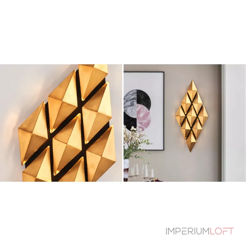 Бра Honeycomb Gold lozenges Wall Lamp от ImperiumLoft