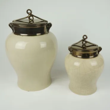 Китайская чайная ваза с крышкой White Craquelure Китайская чайная ваза с крышкой White Craquelure