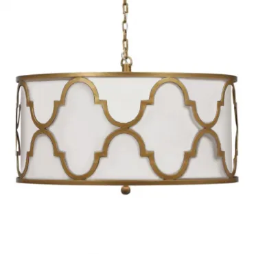 Подвесной светильник White Shade Gold Quatrefoil Overlay Drum Pendant