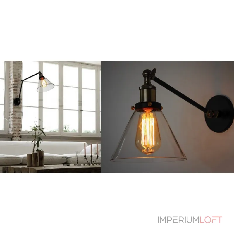Бра Gloce Cone Shade Loft Industrial Glass от ImperiumLoft Бра Gloce Cone Shade Loft Industrial Glass от ImperiumLoft