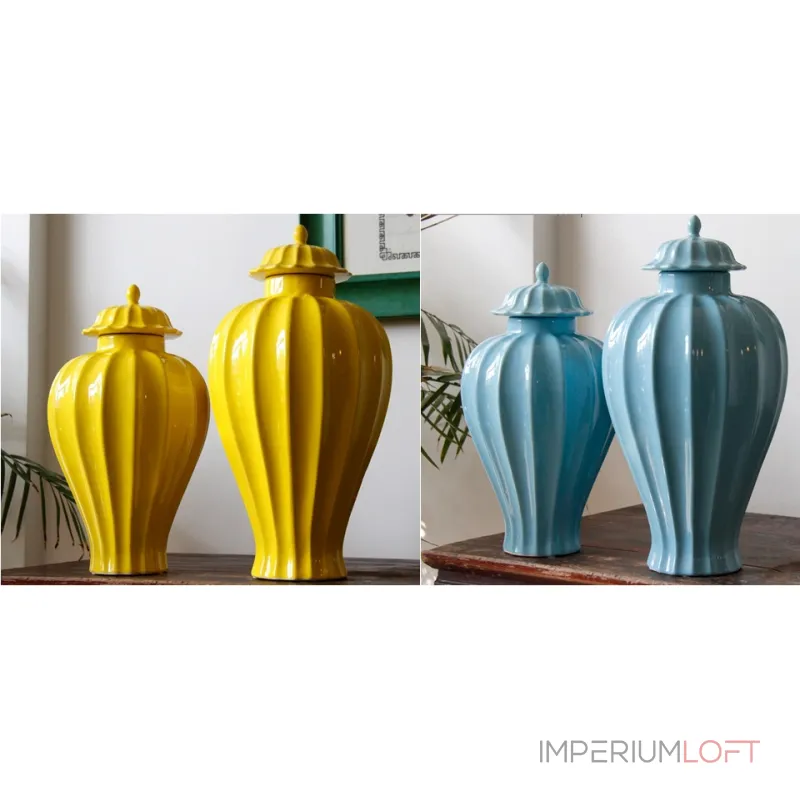 Желтая ваза с крышкой от ImperiumLoft Желтая ваза с крышкой от ImperiumLoft