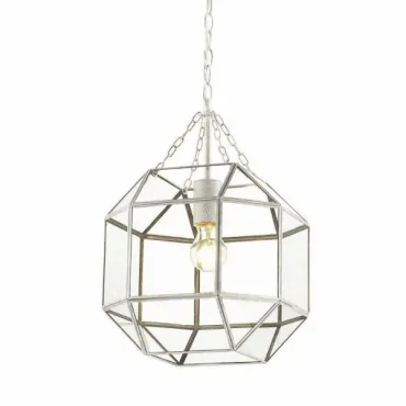 Подвесной светильник Glass & Metal Cage Pendant White