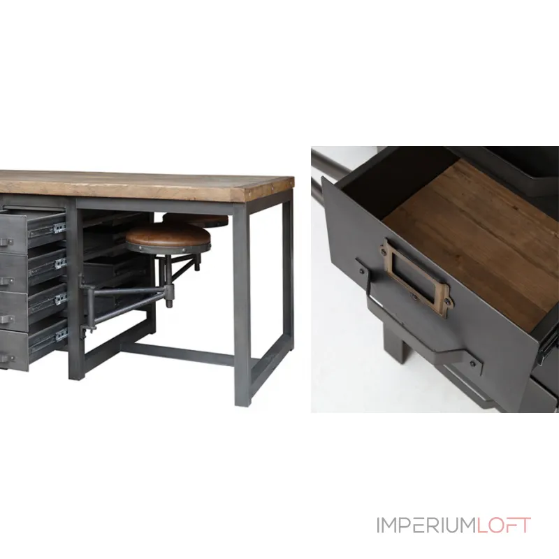 Большой рабочий стол Rupert Work Table Rustic от ImperiumLoft