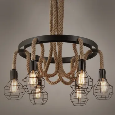 Подвесная люстра Loft Rope Chandelier cage VI