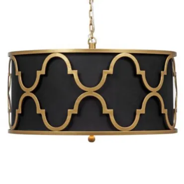 Подвесной светильник Black Shade Gold Quatrefoil Overlay Drum Pendant