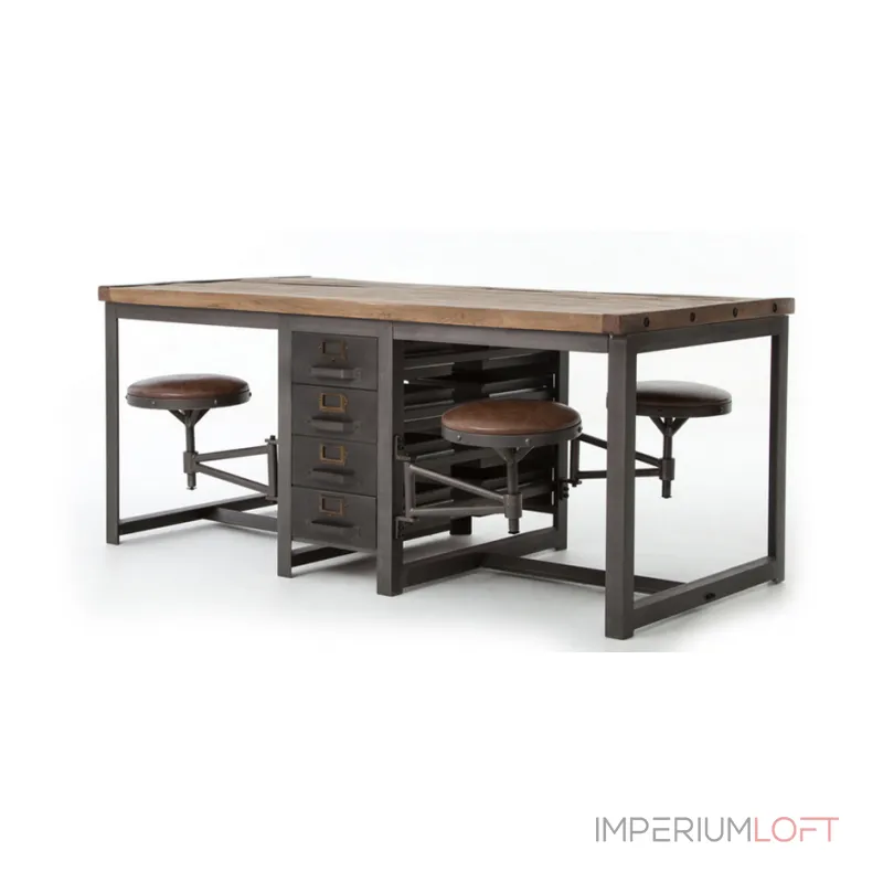 Большой рабочий стол Rupert Work Table Rustic от ImperiumLoft