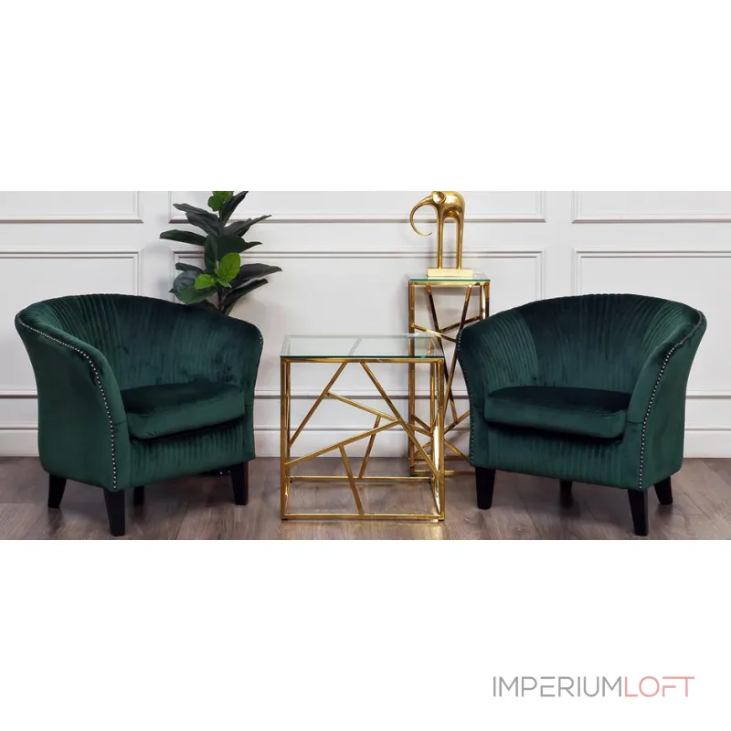 Подставка Serene Furnishing Gold Clear Glass Top stand от ImperiumLoft