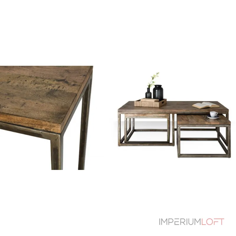 Журнальный стол Industrial Metal Rust Triple Table от ImperiumLoft Журнальный стол Industrial Metal Rust Triple Table от ImperiumLoft