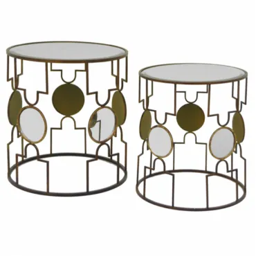 Набор из 2-х дизайнерских столов c зеркальной поверхностью Corona