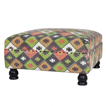 Пуф с зеленым орнаментом KELIM Pattern Пуф с зеленым орнаментом KELIM Pattern