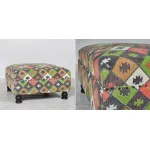 Пуф с зеленым орнаментом KELIM Pattern от ImperiumLoft