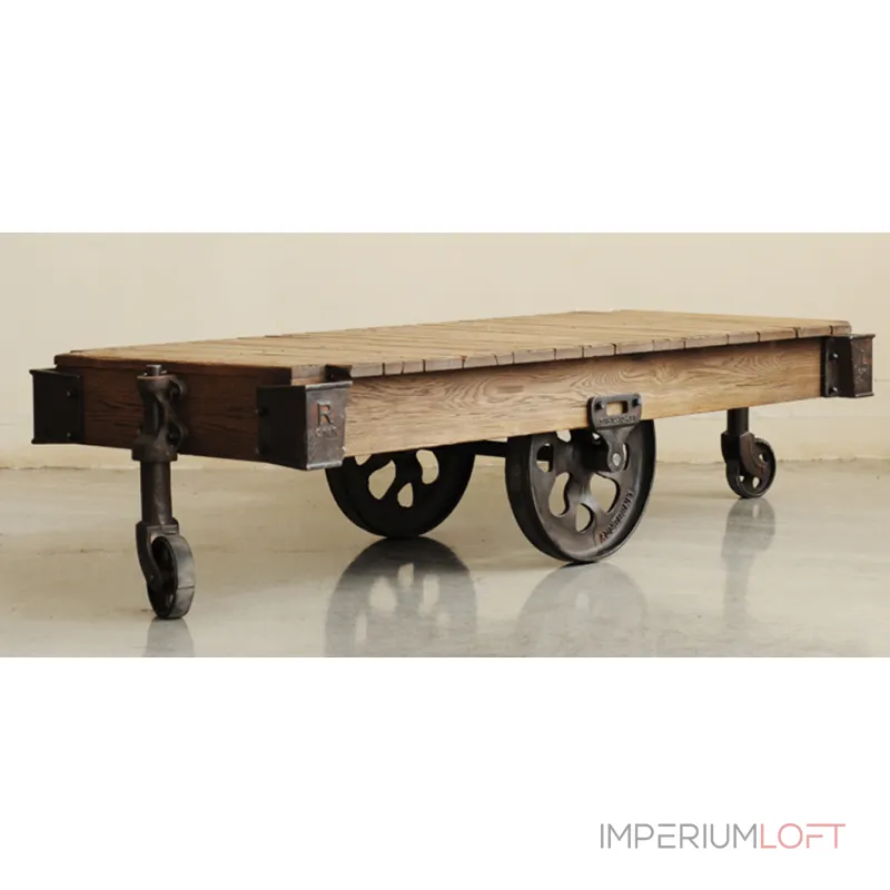 Кофейный стол на колесах Factory Cart Coffee Table от ImperiumLoft