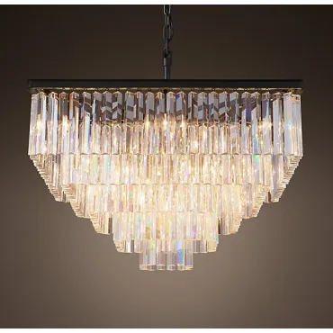 Подвесная люстра RH 1920s Odeon Clear Glass Fringe Chandelier - 5 square Подвесная люстра RH 1920s Odeon Clear Glass Fringe Chandelier - 5 square