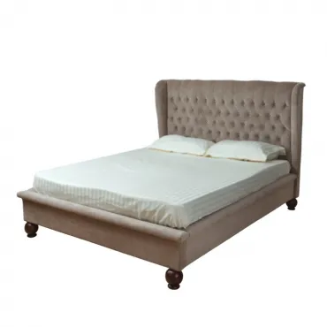 Кровать двуспальная с изголовьем бежевая Button Кровать двуспальная с изголовьем бежевая Button
